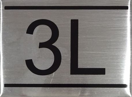 APARTMENT NUMBER SIGN -3L -BRUSHED ALUMINUM