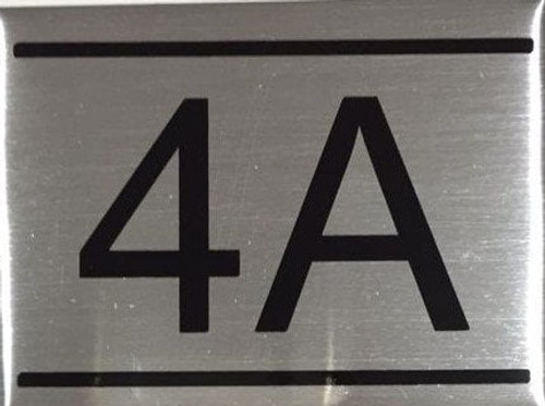 APARTMENT NUMBER SIGN -4A -BRUSHED ALUMINUM