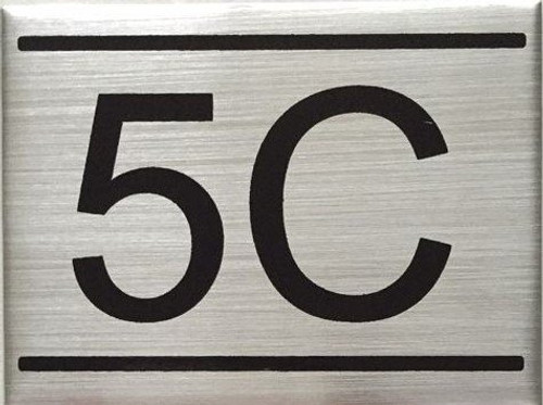 APARTMENT NUMBER SIGN -5C -BRUSHED ALUMINUM