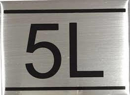 APARTMENT NUMBER SIGN -5L -BRUSHED ALUMINUM