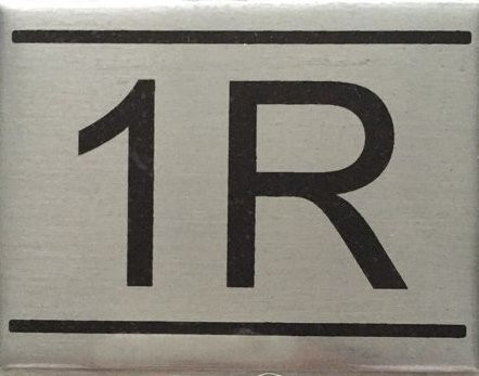 APARTMENT NUMBER SIGN -1R -BRUSHED ALUMINUM