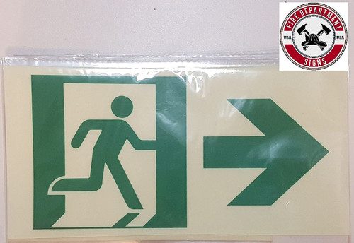 RUNNING MAN RIGHT ARROW EXIT SIGN -Adhesive Sign RUNNING MAN RIGHT ARROW EXIT SIGN -Adhesive Sign