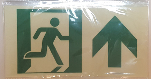 RUNNING MAN FORWARD ARROW SIGN -Glow-In-The-Dark High Intensity-Adhesive EXIT Sign