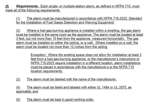 where to install my gas detector  per LL157