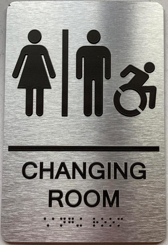 CHANGING ROOM ACCESSABLE sign with Raised letters/Image & Grade 2 Braille - Includes Red Adhesive pad for Easy Installation CHANGING ROOM ACCESSABLE sign with Raised letters/Image & Grade 2 Braille - Includes Red Adhesive pad for Easy Installation