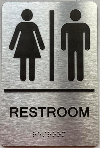 Men / Women Restroom sign with Raised letters/Image & Grade 2 Braille - Includes Red Adhesive pad for Easy Installation Men / Women Restroom sign with Raised letters/Image & Grade 2 Braille - Includes Red Adhesive pad for Easy Installation