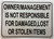 Owner/Management is not responsible for damaged, lost or stolen items BUILDING SIGN