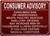 RESTAURANT Consumer Advisory SIGNAGE