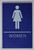 WOMEN Restroom Sign- BLUE- Braille Sign with Raised Tactile Graphics and Letters