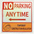 NO PARKING ANYTIME WITH LEFT ARROW SIGN