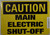 SIGN Caution - Main Electric Shut-Off (Aluminium, Yellow,Size 7x10)