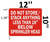 Do Not Store/Stack Anything Less Than 18" Below Sprinkler Head -  Fire Department Sign