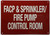 FACP And Sprinkler Fire Pump Control Room Sign