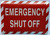 EMERGENCY SHUT-OFF Decal/STICKER  Fire Department Sign