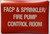 FACP AND SPRINKLER FIRE PUMP CONTROL ROOM Decal/STICKER  Fire Department Sign