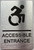 ACCESSIBLE ENTRANCE sign with Raised letters/Image & Grade 2 Braille - Includes Red Adhesive pad for Easy Installation