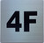 Apartment number 4F signage