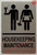 TACTILE HOTEL HOUSEKEEPING MAINTENANCE SIGN