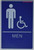 Men Accessible Restroom with Braille and Double Sided Tap -Braille with Raised Tactile Graphics and Letters  Sign