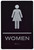 Women Accessible Restroom Braille with Raised Tactile Graphics and Letters
