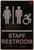 STAFF RESTROOM accessible  Raised letters & Grade 2 Braille - Includes Red Adhesive pad for Easy Installation Sign