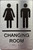 CHANGING ROOM  with Raised letters/Image & Grade 2 Braille - Includes Red Adhesive pad for Easy Installation Building Sign