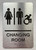 CHANGING ROOM ACCESSIBLE  / Unisex CHANGING ROOM ACCESSIBLE  with Raised letters/Image & Grade 2 Braille - Includes Red Adhesive pad for Easy Installation Signage