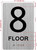 Floor number  with Raised letters/Image & Grade 2 Braille - Includes Red Adhesive pad for Easy Installation Sign