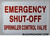 Emergency Shut-Off Sprinkler Control Valve Sign