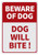 Beware of Dog-Dog Will BITE BUILDING SIGN