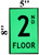 FLOOR NUMBER Sign2ND FLOOR SIGN- PHOTOLUMINESCENT GLOW IN THE DARK BUILDING SIGN