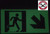 GLOW IN THE DARK HIGH INTENSITY SELF STICKING PVC GLOW IN THE DARK SAFETY GUIDANCE Sign"EXIT" DOB SIGN 4.5X9 WITH RUNNING MAN AND DOWN RIGHT ARROW