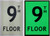 FLOOR NUMBER Sign9TH FLOOR SignPHOTOLUMINESCENT GLOW IN THE DARK SIGNAGE