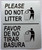 PLEASE DO NOT LITTER ENGLISH SPANISH SAFETY SIGN