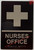 NURSES OFFICE SAFETY SIGNRaised letters & Grade 2 Braille - Includes Red Adhesive pad for Easy Installation