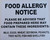 Food Allergy Notice BUILDING SIGN