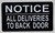 All Deliveries to Back Door DOB SIGN