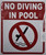 NO Diving in Pool Sign