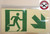 RUNNING MAN DOWN RIGHT ARROW EXIT  -Glow-In-The-Dark High Intensity-Adhesive   Fire Department Sign