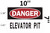 Danger Elevator Pit SIGNAGE (Aluminium Reflective, White)