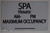SPA Hours & MAX Occupancy   Signage