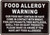 Chef Refrigerator magnet Food Allergy Notice - Restaurant food allergy DOB SIGN