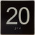 Elevator floor 20 Sign/jamb plate floor 20 sign letters/Image & Grade 2 Braille - Includes Red Adhesive pad for Easy Installation