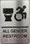 ALL GENDER RESTROOM ACCESSIBLE W SYMBOL sign with Raised letters/Image & Grade 2 Braille - Includes Red Adhesive pad for Easy Installation