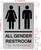 ALL GENDER RESTROOM DOB SIGN with Raised letters/Image & Grade 2 Braille - Includes Red Adhesive pad for Easy Installation