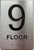 9th floor DOB SIGN with Raised letters/Image & Grade 2 Braille - Includes Red Adhesive pad for Easy Installation
