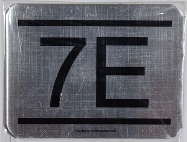 APARTMENT NUMBER SIGN 7E -BRUSHED ALUMINUM (ALUMINUM SIGNS 2.25X3)