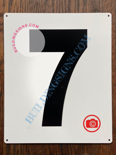 NUMBER 7 SIGN - WHITE (ALUMINUM SIGNS 12x10)- Parking LOT Number Sign