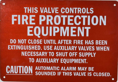 This Valve Controls FIRE Protection Equipment Sign