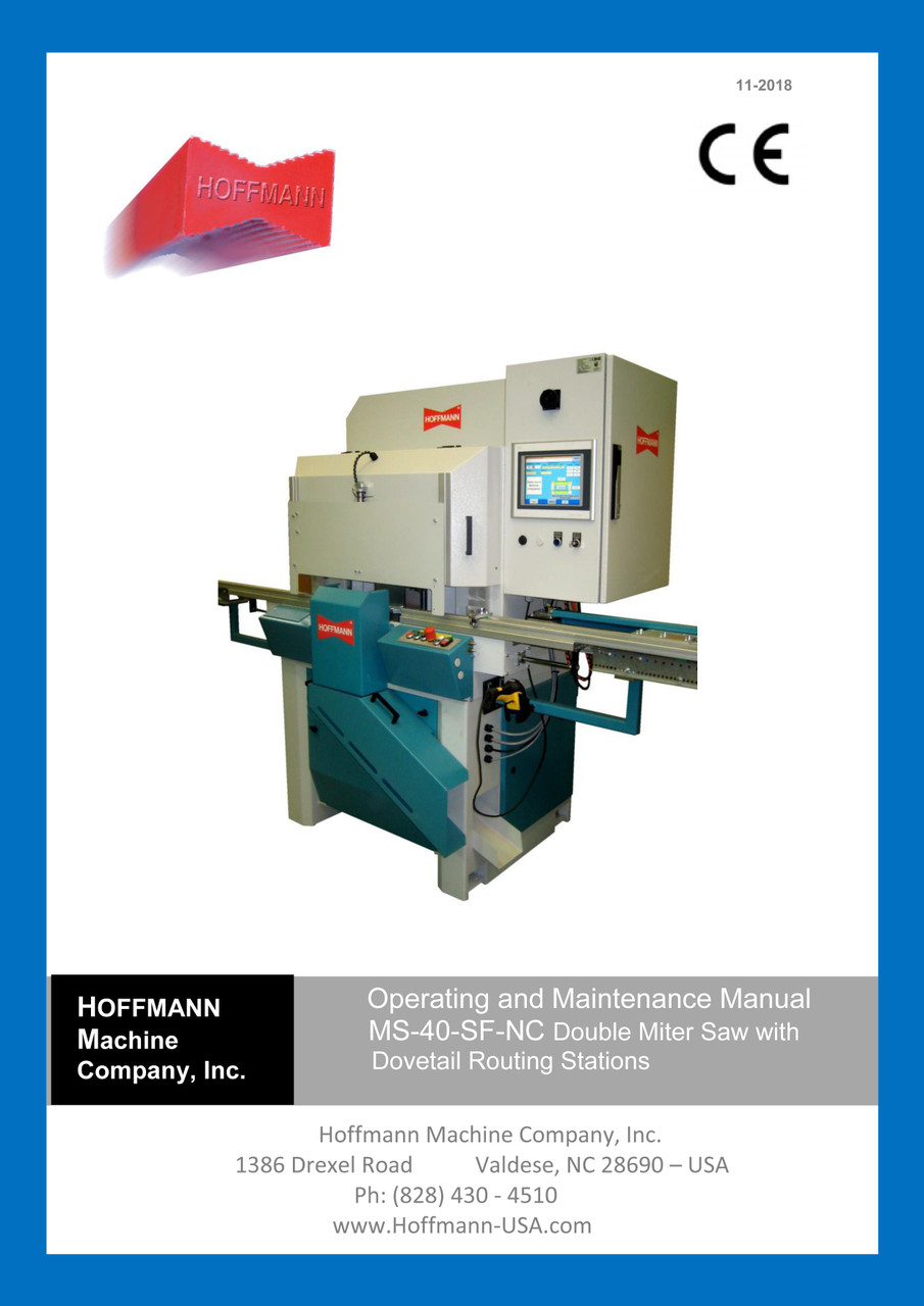 Operating Manual for Hoffmann MS40SF-NC Double Miter Saw